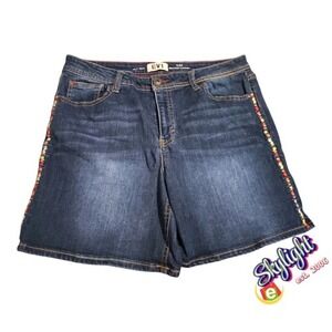 Ev1 Women's Blue Vtg Bermuda Denim Jeans Alex Relaxed Shorts Embroidery Size 10
